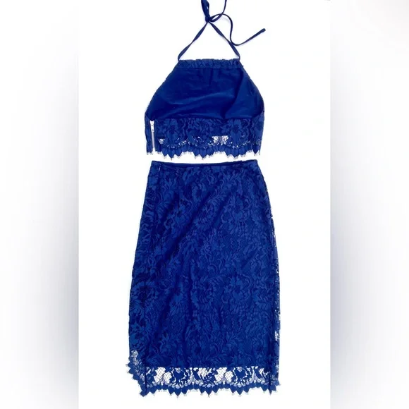 For Love and Lemons Maui Waui Blue Lace Skirt Set - Picture 4 of 16